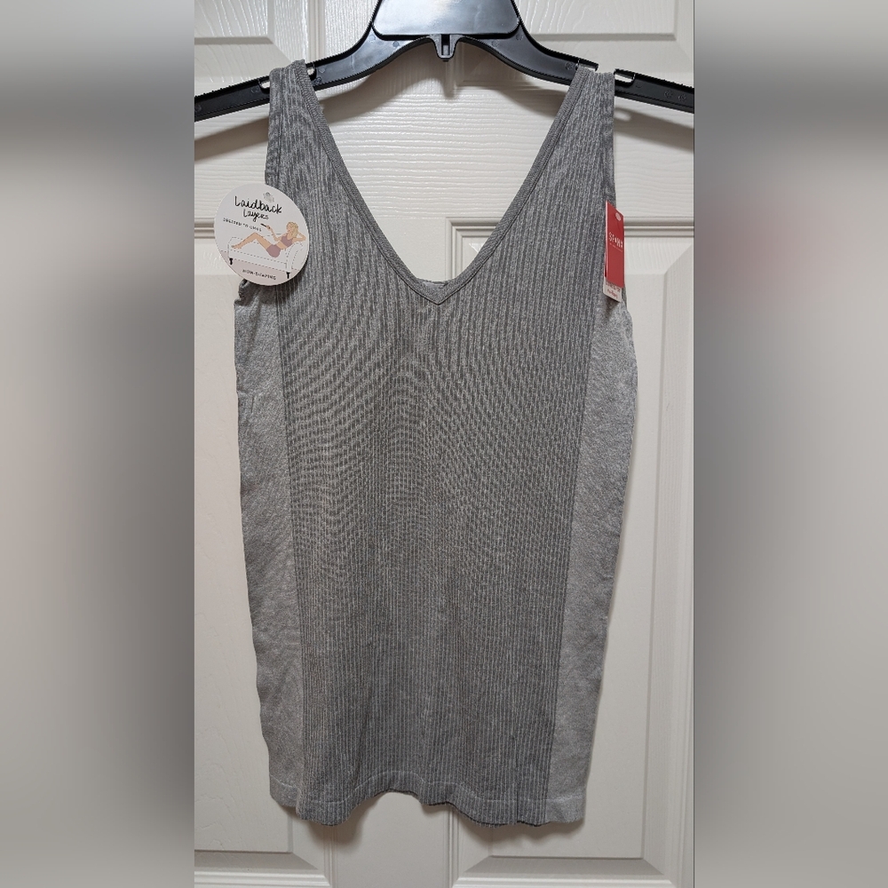 NWT Spanx laid back layers tank Size Large L Gray Seamless Tank